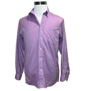 Lacoste Regular Fit  Long Sleeve Button Down Dress Shirt Purple Mens Size 38